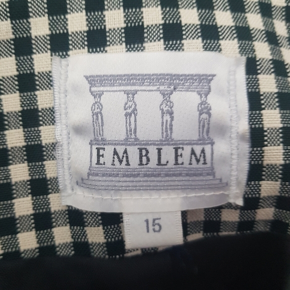 Vintage Emblem Green Gingham Zippered Blazer Jacket - Picture 8 of 10